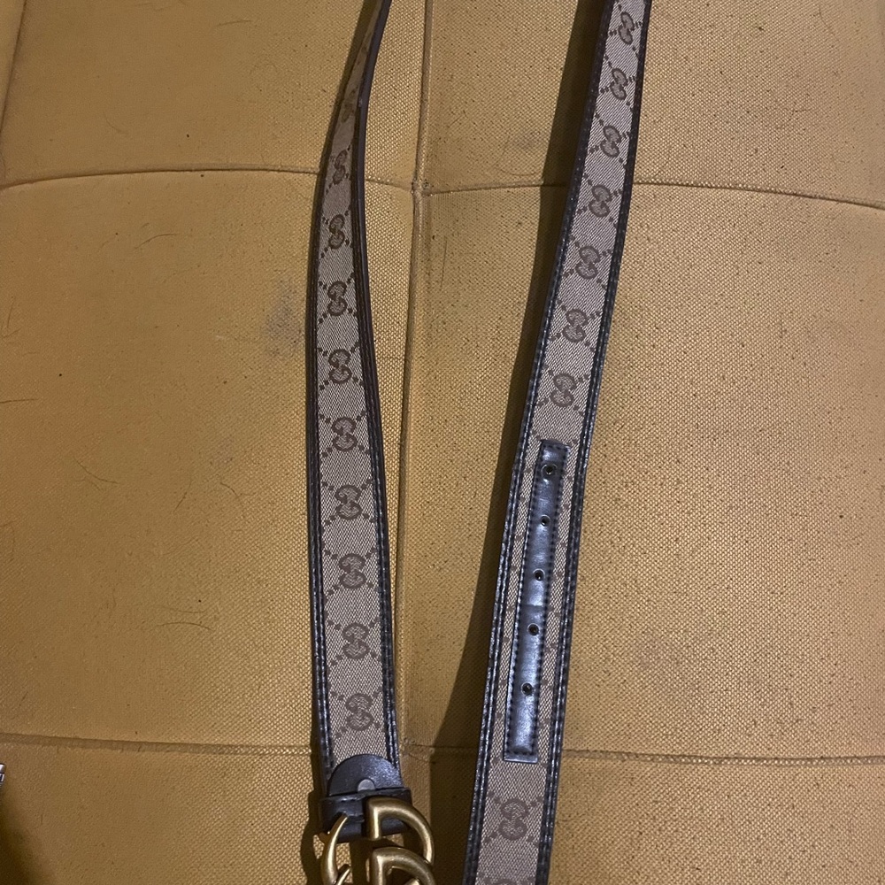 Gucci Tan and Black Monogram Belt
